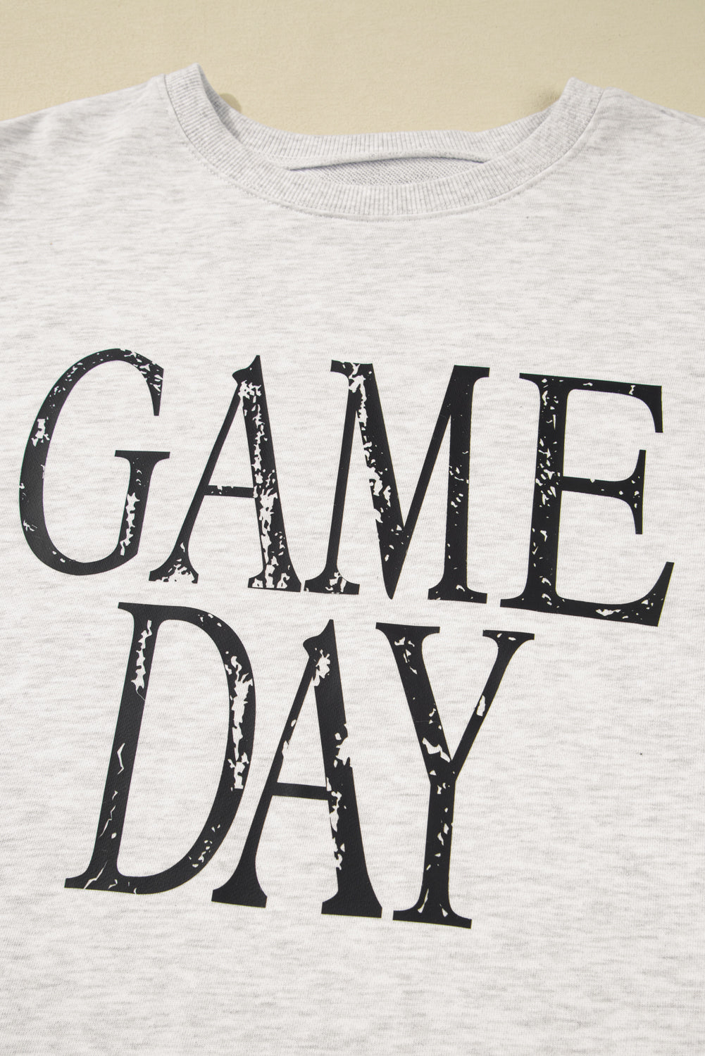 Cream GAME DAY Vintage Washed Letter Graphic Baggy Sweatshirt