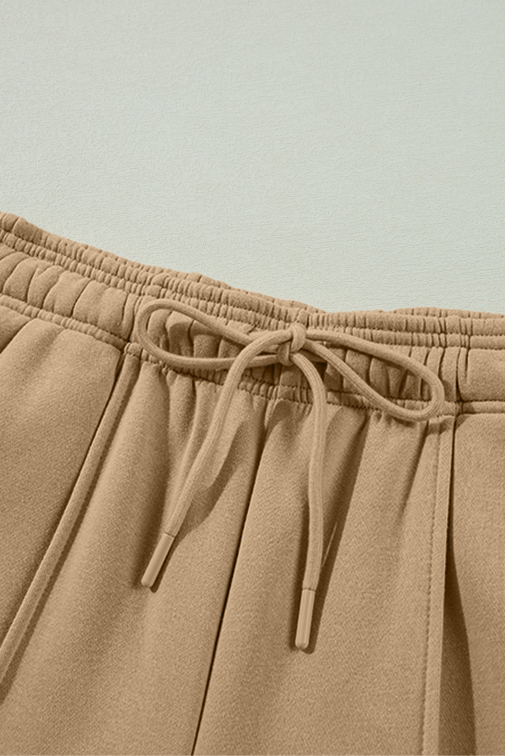 Smoke Gray Exposed Seam Drawstring Elastic Waistband Wide Leg Pants