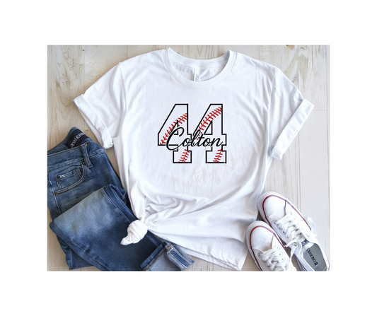 Custom Baseball Number & Name Tee
