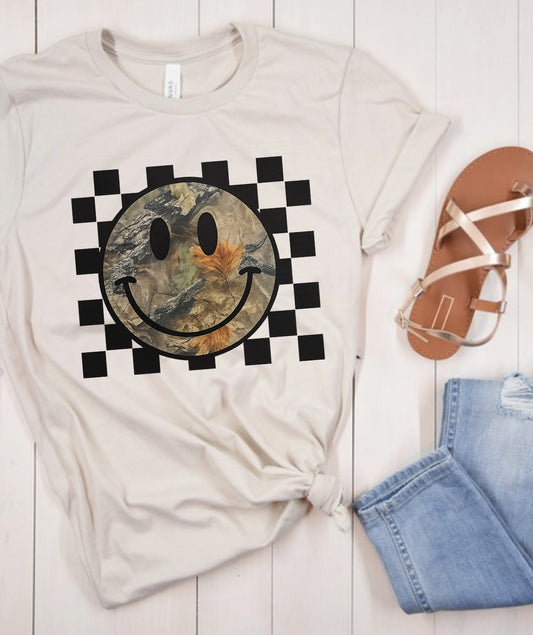 Camo Smiley Checkered Tee